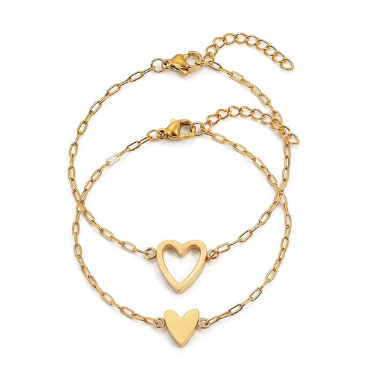 Pulsera Ajustable Cadena de Corazón Juego de Joyería para Parejas