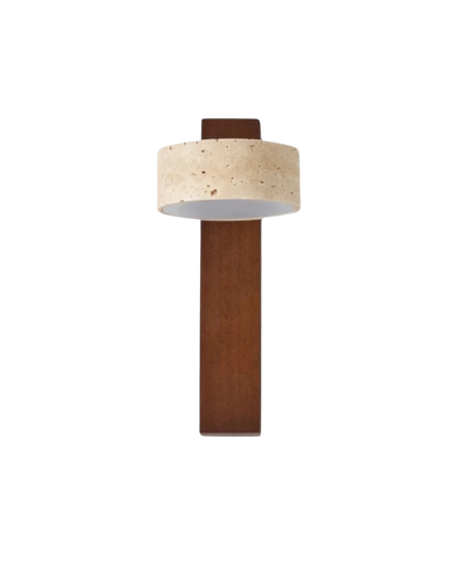 Lámpara de Pared de Travertino | Aplique Moderno de Piedra y Madera
