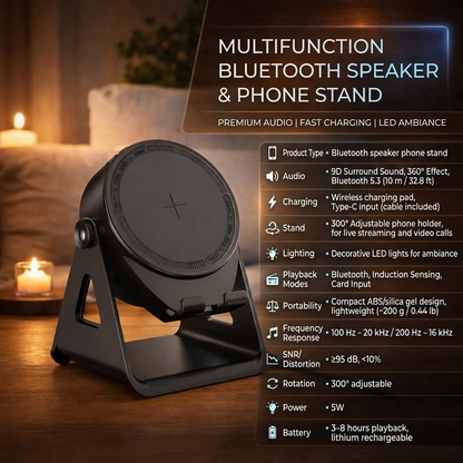 Altavoz Bluetooth Soporte para Teléfono con Carga Inalámbrica por Inducción