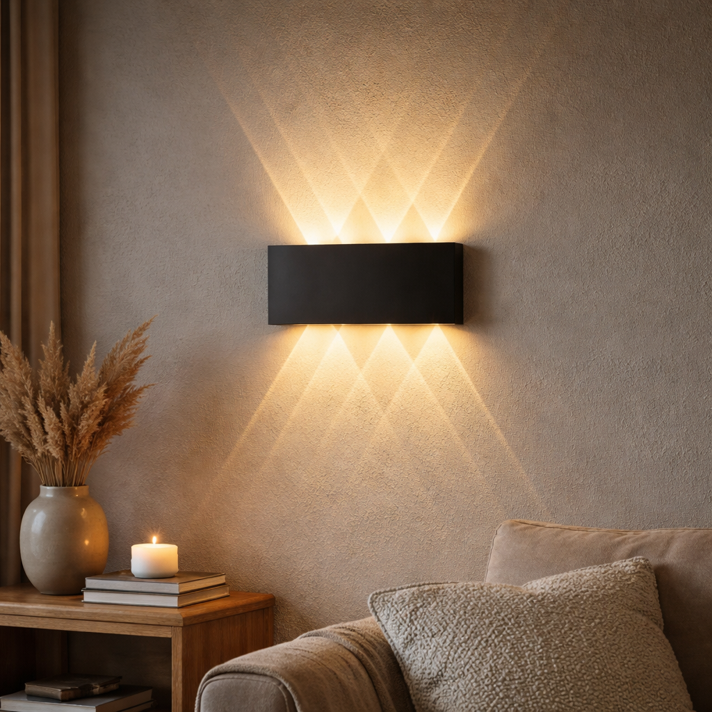 Luz de pared LED minimalista con iluminación hacia arriba y hacia abajo para interior y exterior