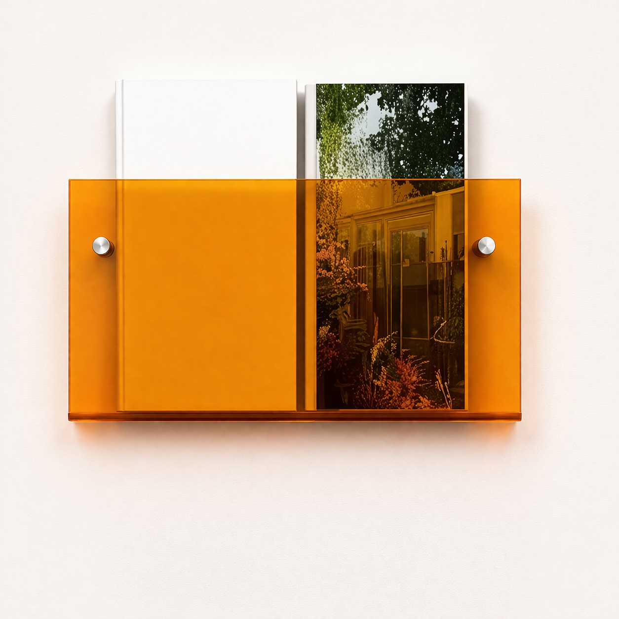 Estante de Pared Acrílico Flotante para Exhibición y Organización de Revistas