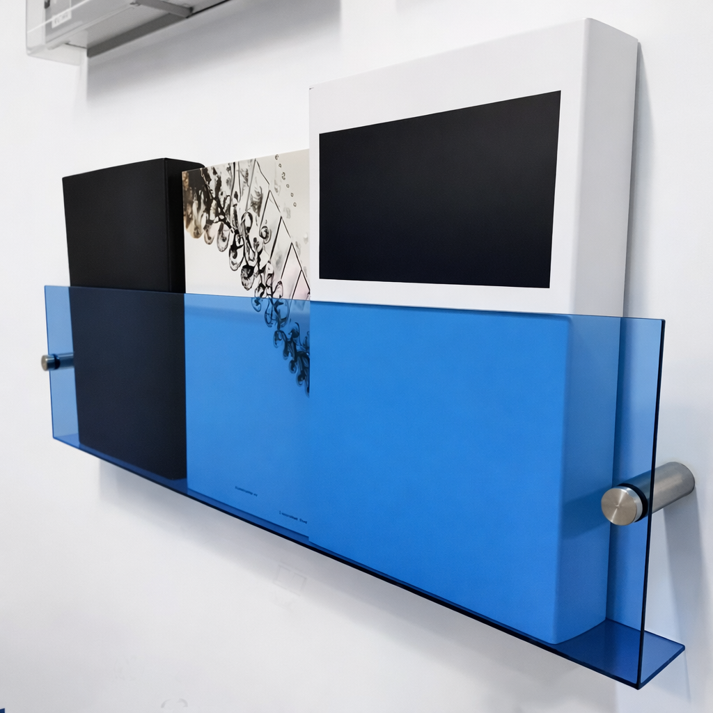 Estante de Pared Acrílico Flotante para Exhibición y Organización de Revistas