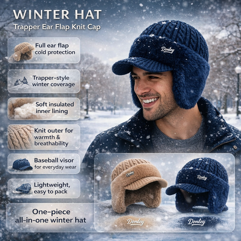 Gorro Invierno Trapper Orejeras Tejido