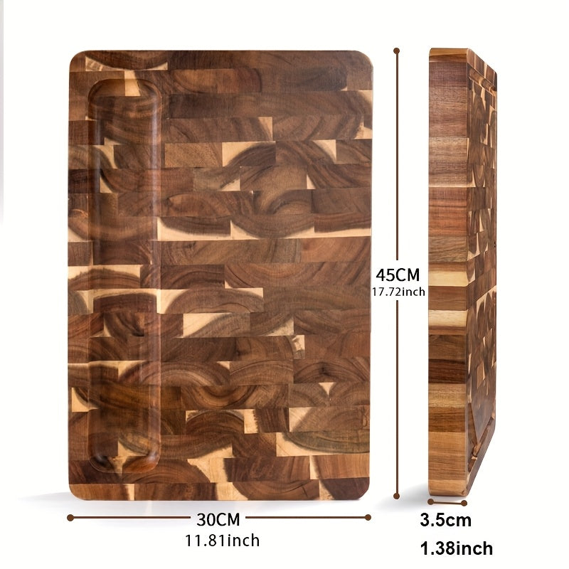Tabla de cortar de madera de acacia | Bloque de cocina duradero de fibra transversal