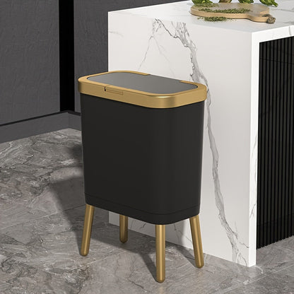 Cubo de basura moderno de 15L con cierre hermético contra olores y patas elevadas | Contenedor de desechos elegante para cocina, sala y baño