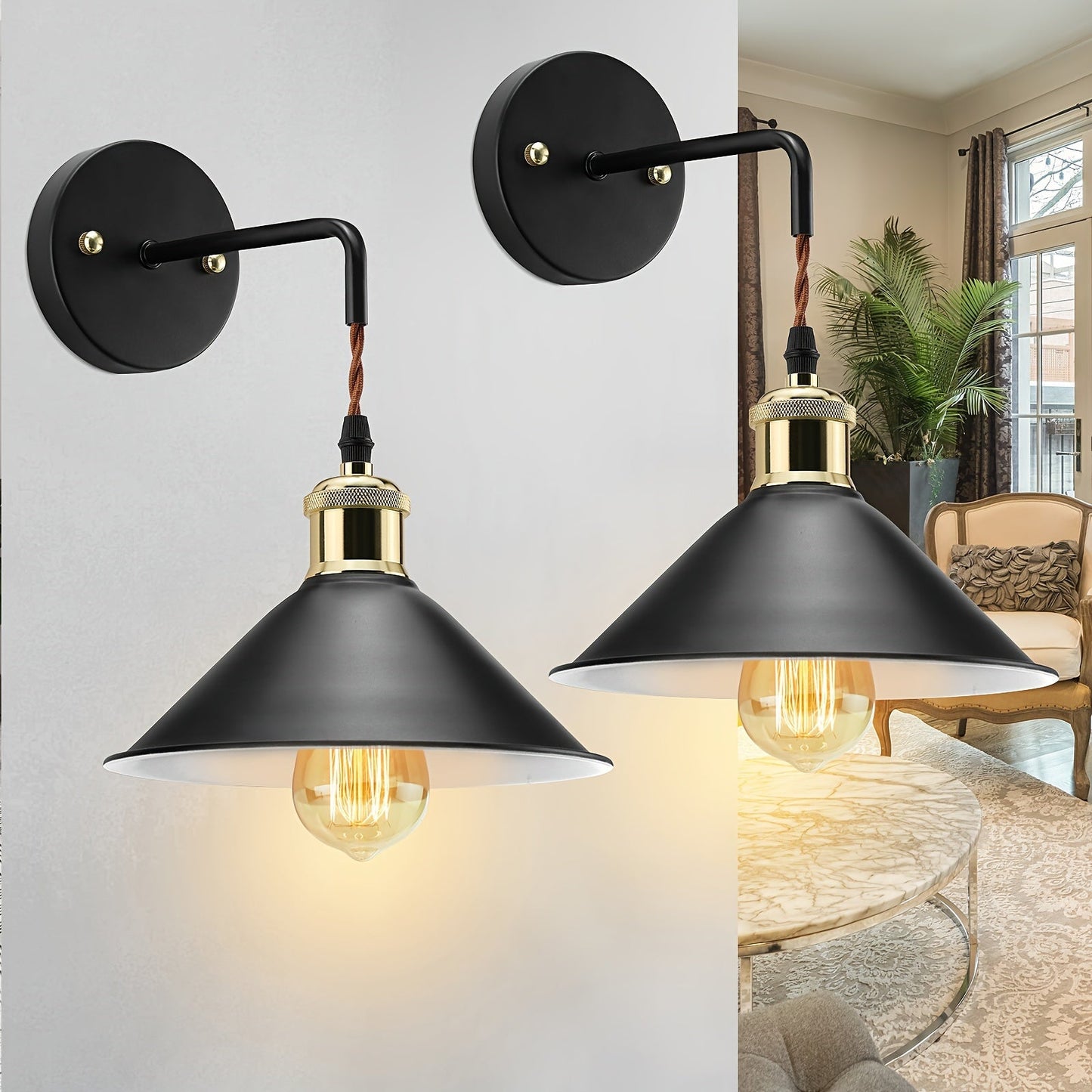 Aplique de pared moderno de metal | Lámpara de pared industrial con acabado en aceite