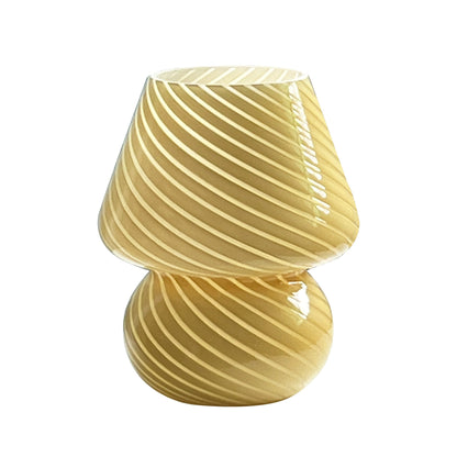 Lámpara de mesa con forma de hongo de vidrio estilo Murano | Luz de mesa regulable por USB
