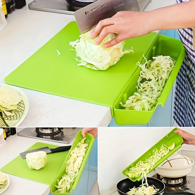 Tabla de cortar 2 en 1 con caja de almacenamiento | Tabla de cocina portátil y soporte para alimentos