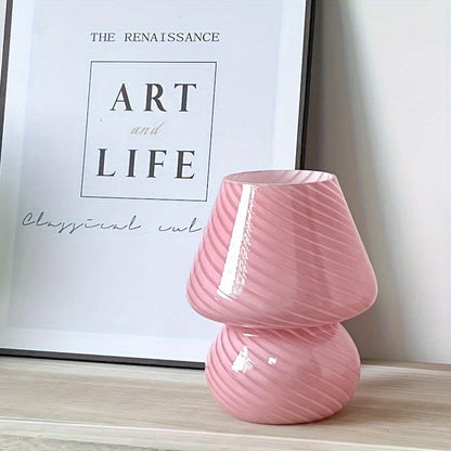 Lámpara de mesa con forma de hongo de vidrio estilo Murano | Luz de mesa regulable por USB