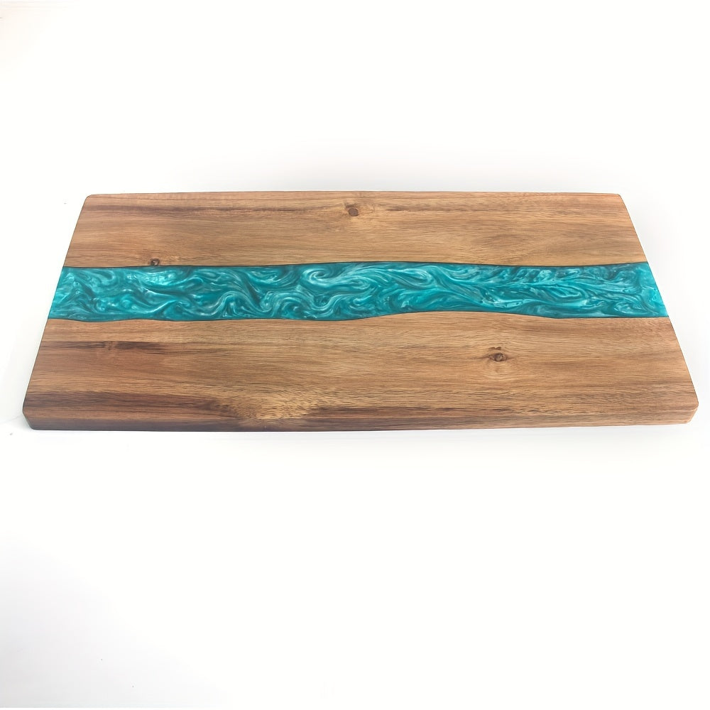 Tabla de cortar de resina para río | Tabla de charcutería y queso de madera de acacia