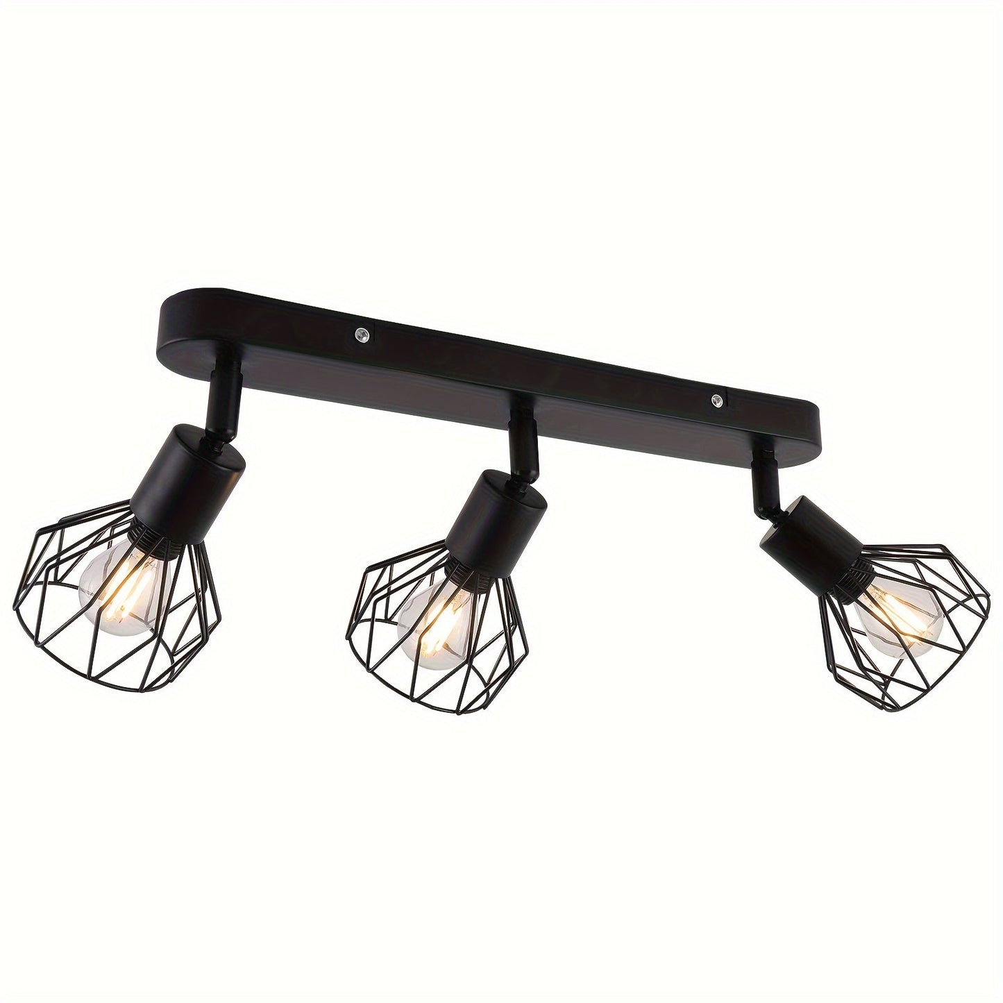 Foco de techo vintage de 3 luces | Lámpara industrial de metal negro