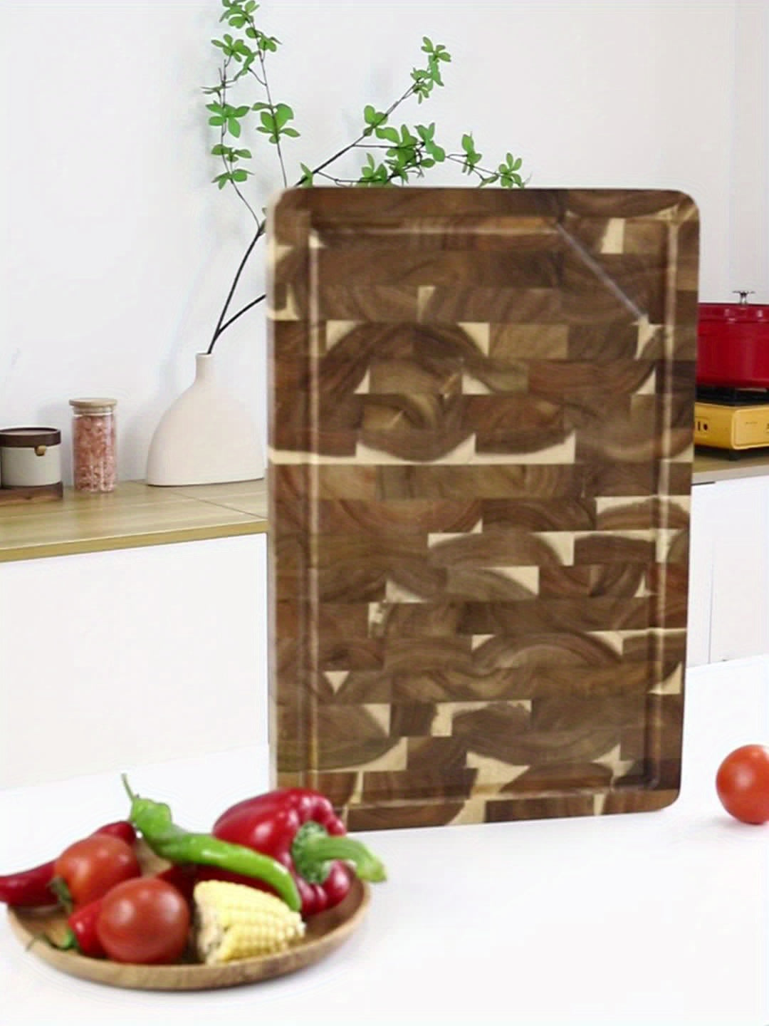 Tabla de cortar de madera de acacia | Bloque de cocina duradero de fibra transversal