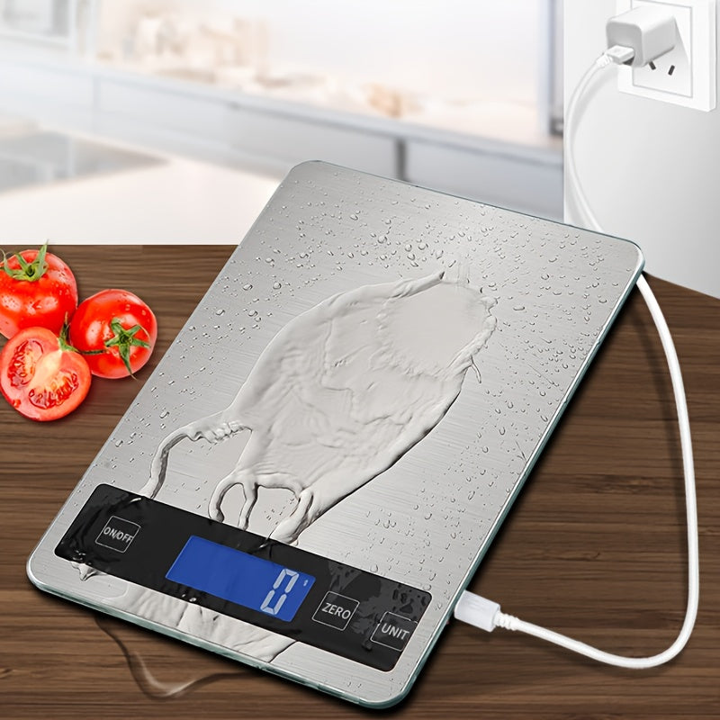 Báscula de Cocina Digital de 15kg | Báscula de Precisión para Alimentos Recargable por USB