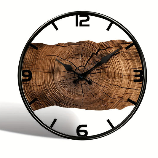 Reloj de Pared con Diseño de Troncos Rústicos | Reloj con Aspecto de Madera Natural