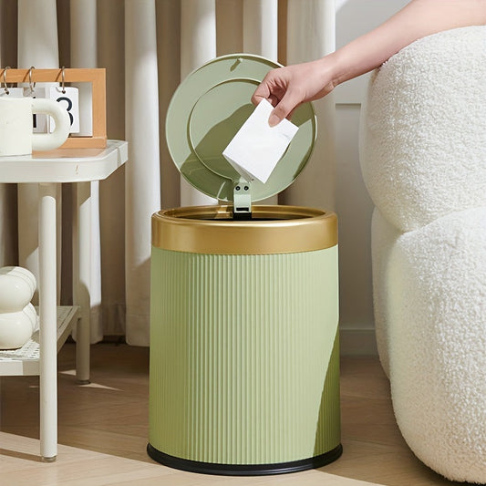 Cubo de basura ovalado de lujo | Contenedor de residuos con tapa de presión y doble cubo interior