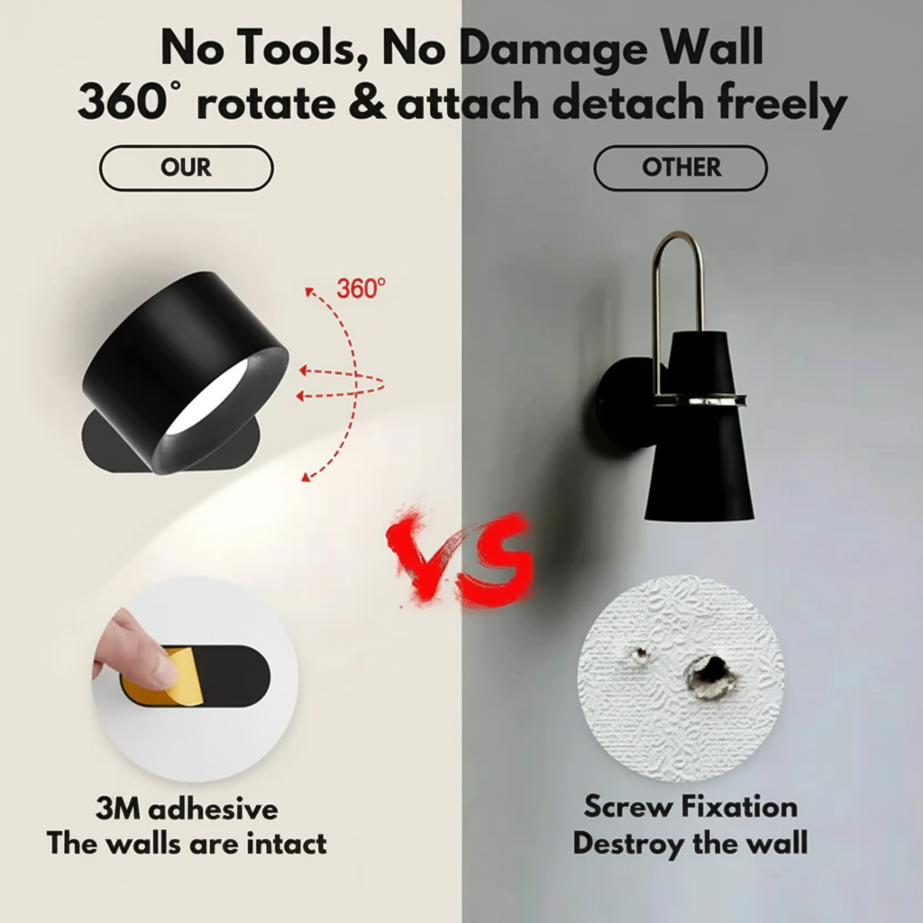 Lámpara Pared LED Recargable Magnética Ajustable