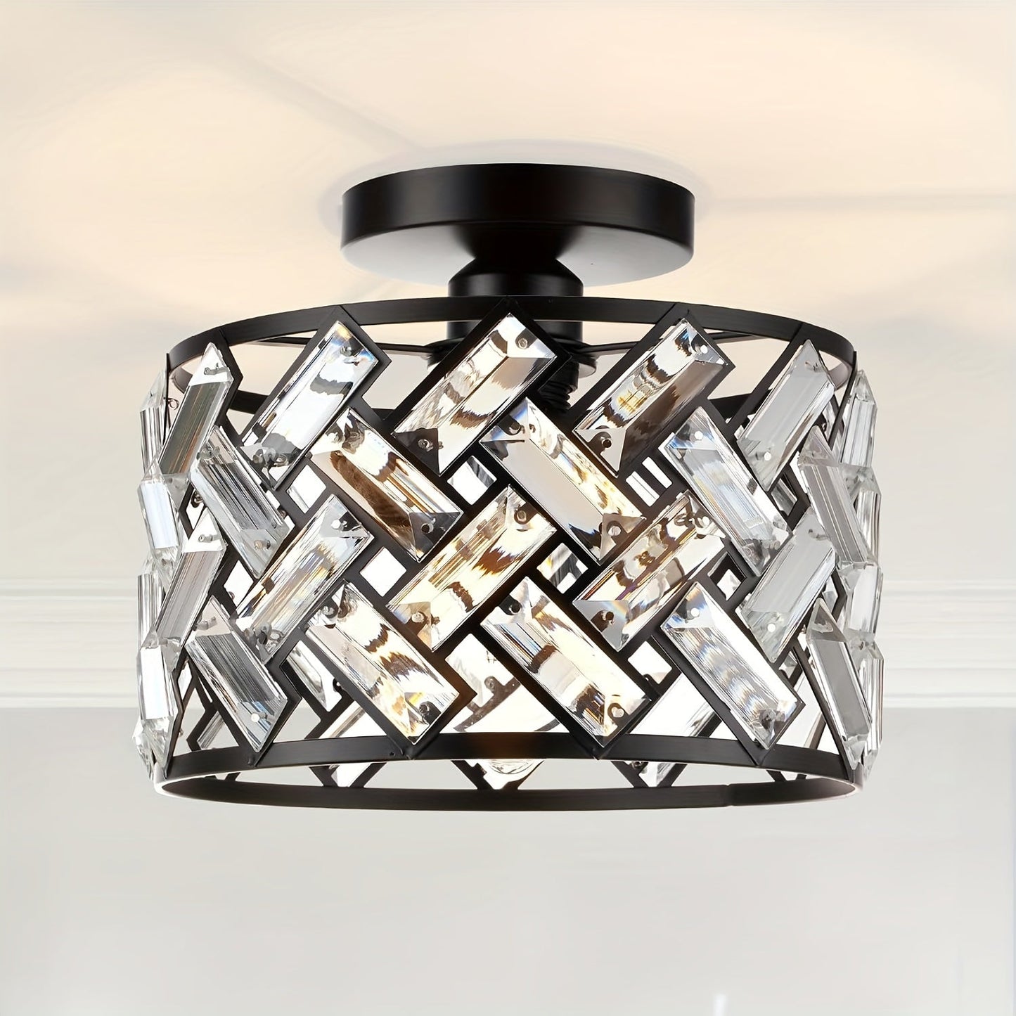 Lámpara de Techo Moderna de Cristal Semi Empotrada | Luminaria Decorativa Elegante
