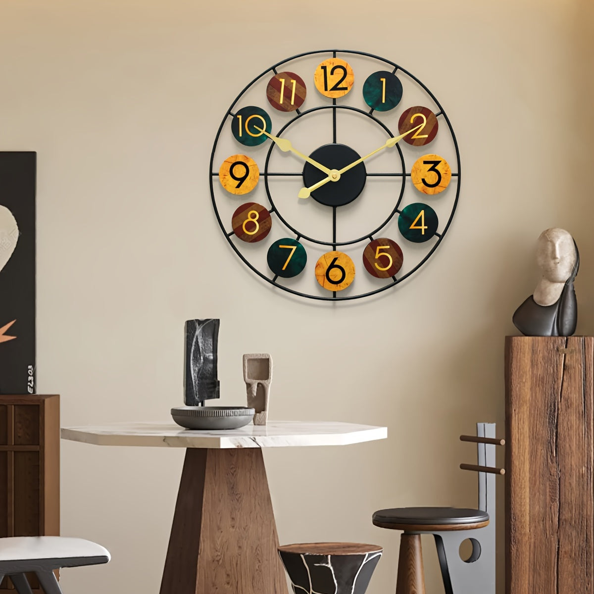 Reloj de Pared Metálico Colorido | Diseño Retro de Hierro