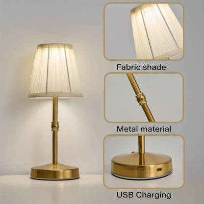Lámpara de Mesa Inalámbrica de Latón Antiguo | Luz LED Táctil Recargable