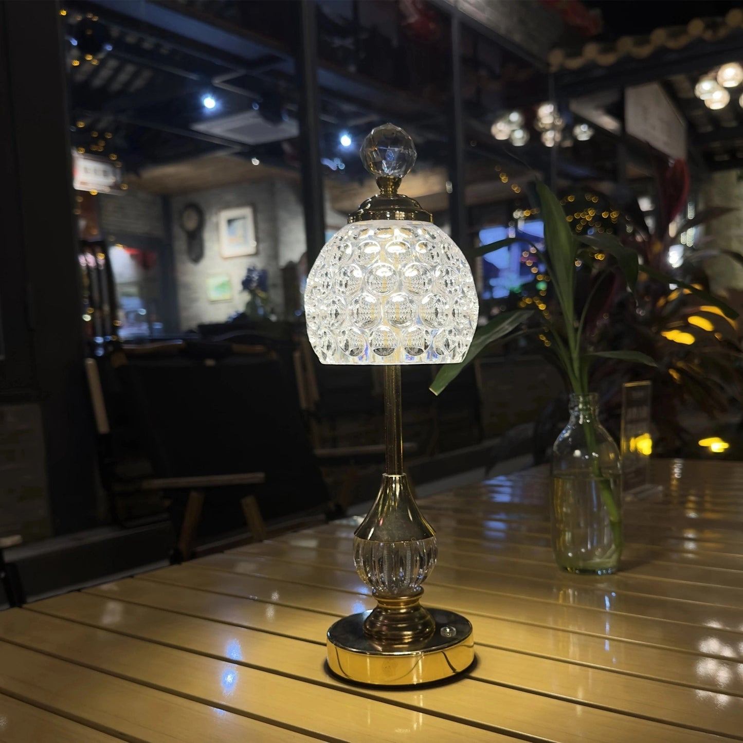 Lámpara de Mesa Crystal Touch | Luz LED Recargable para Mesita de Noche