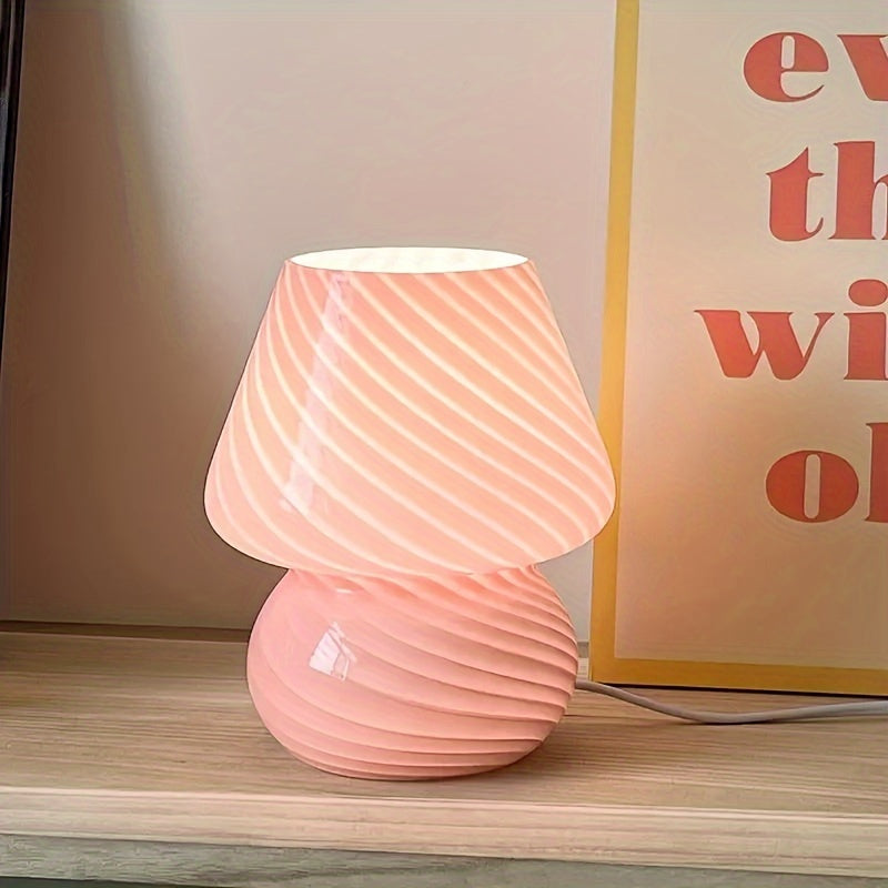 Lámpara de mesa con forma de hongo de vidrio estilo Murano | Luz de mesa regulable por USB