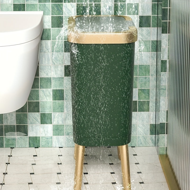 Cubo de basura moderno de 15L con cierre hermético contra olores y patas elevadas | Contenedor de desechos elegante para cocina, sala y baño