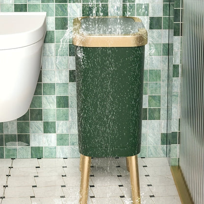 Cubo de basura moderno de 15L con cierre hermético contra olores y patas elevadas | Contenedor de desechos elegante para cocina, sala y baño