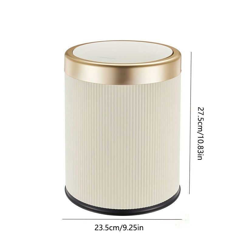 Cubo de basura ovalado de lujo | Contenedor de residuos con tapa de presión y doble cubo interior