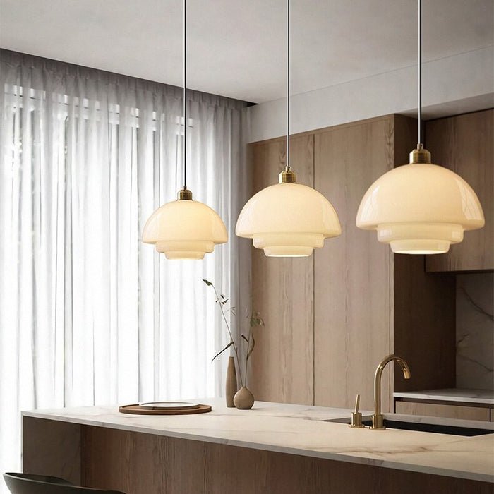 Lámpara colgante de vidrio blanco | Elegancia moderna de mediados de siglo