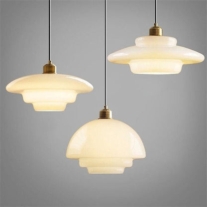 Lámpara colgante de vidrio blanco | Elegancia moderna de mediados de siglo