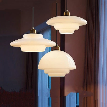 Lámpara colgante de vidrio blanco | Elegancia moderna de mediados de siglo