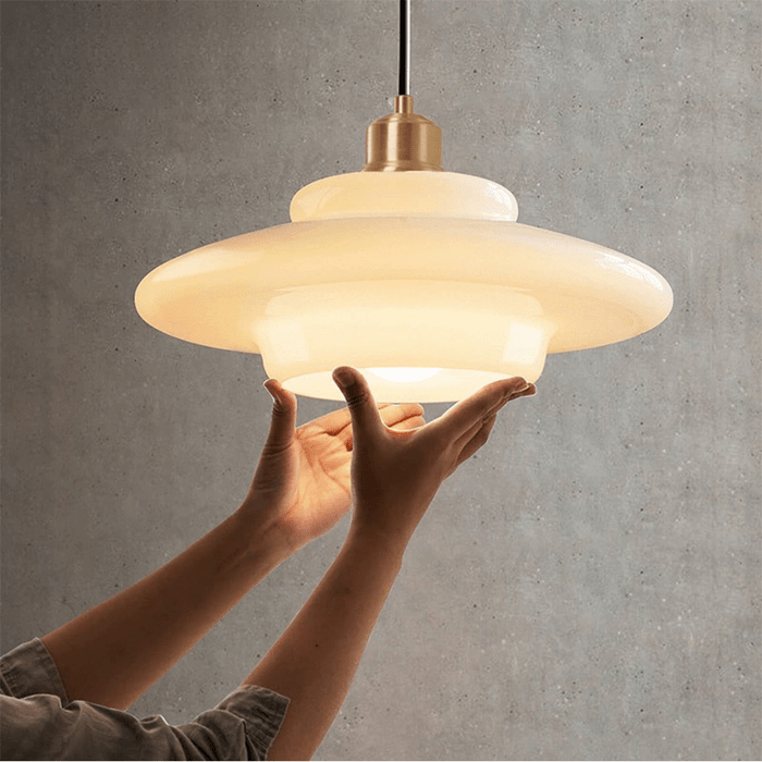 Lámpara colgante de vidrio blanco | Elegancia moderna de mediados de siglo