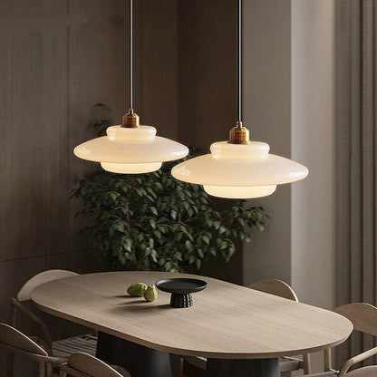 Lámpara colgante de vidrio blanco | Elegancia moderna de mediados de siglo