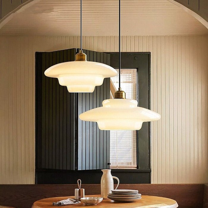 Lámpara colgante de vidrio blanco | Elegancia moderna de mediados de siglo