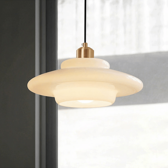 Lámpara colgante de vidrio blanco | Elegancia moderna de mediados de siglo