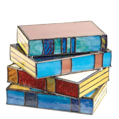 Lámpara de libro con vidrieras | Iluminación artística hecha a mano