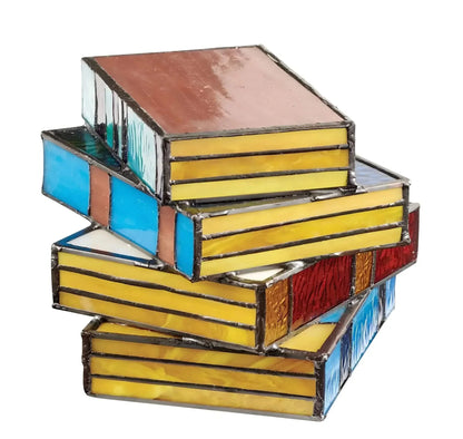 Lámpara de libro con vidrieras | Iluminación artística hecha a mano