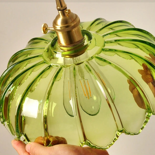 Lámpara Colgante Vintage con Flor | Luz Colgante de Vidrio de Colores