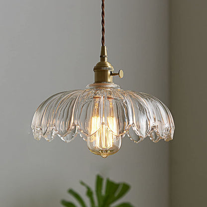 Lámpara Colgante Vintage con Flor | Luz Colgante de Vidrio de Colores