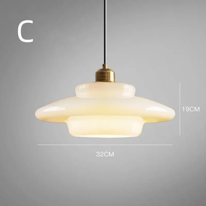 Lámpara colgante de vidrio blanco | Elegancia moderna de mediados de siglo