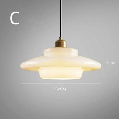 Lámpara colgante de vidrio blanco | Elegancia moderna de mediados de siglo