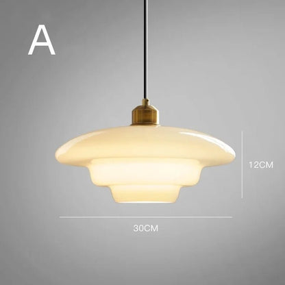 Lámpara colgante de vidrio blanco | Elegancia moderna de mediados de siglo