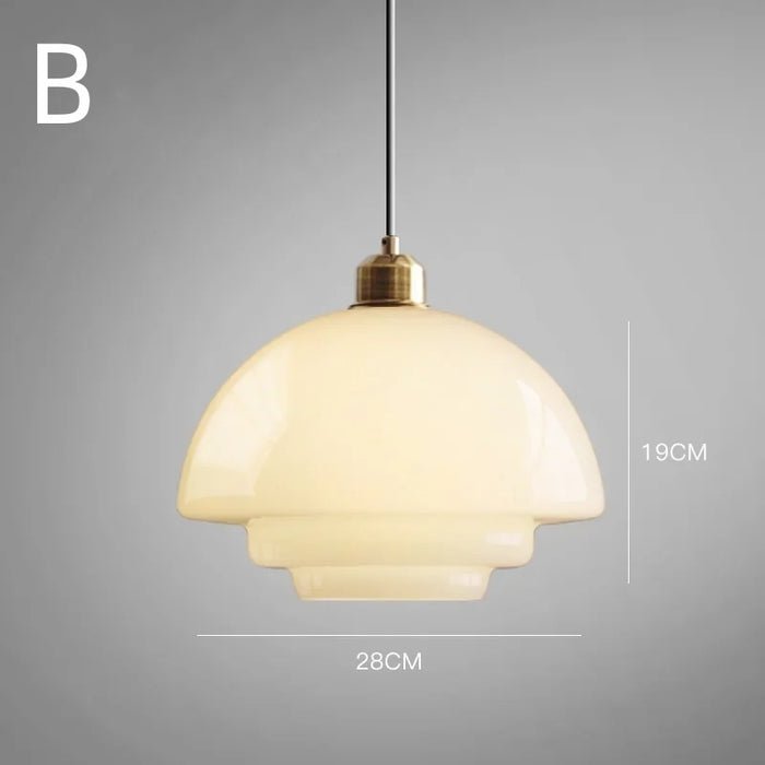 Lámpara colgante de vidrio blanco | Elegancia moderna de mediados de siglo