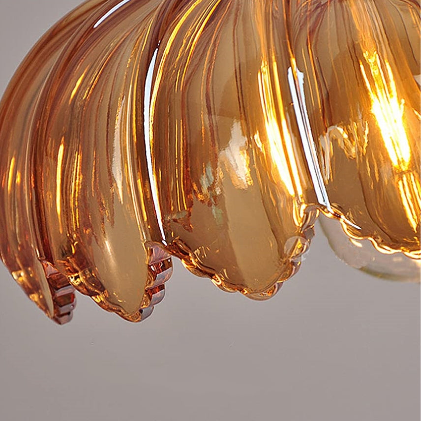 Lámpara Colgante Vintage con Flor | Luz Colgante de Vidrio de Colores