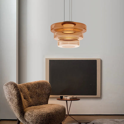 Lámpara Colgante de Vidrio Bauhaus | Lámpara Colgante LED Moderna en Capas