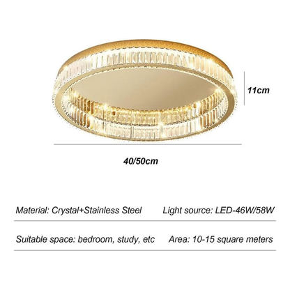 Lámpara de Techo Redonda de Cristal | Acabado Dorado Lujoso