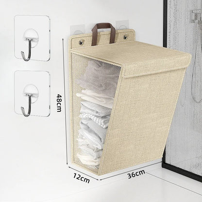Wallora | Cesto de ropa plegable adhesivo | Cesto para ropa montado en la pared y organizador