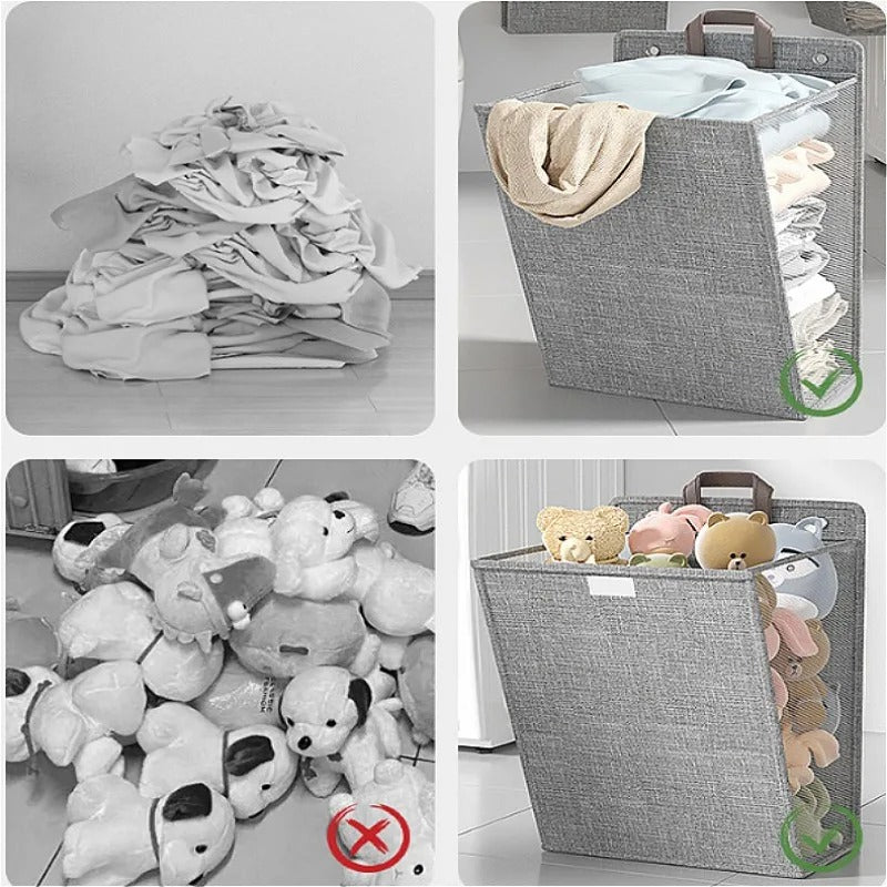 Wallora | Cesto de ropa plegable adhesivo | Cesto para ropa montado en la pared y organizador