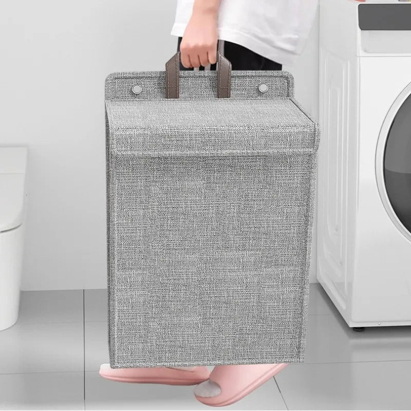 Wallora | Cesto de ropa plegable adhesivo | Cesto para ropa montado en la pared y organizador
