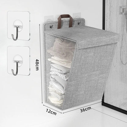 Wallora | Cesto de ropa plegable adhesivo | Cesto para ropa montado en la pared y organizador